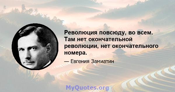 Революция повсюду, во всем. Там нет окончательной революции, нет окончательного номера.