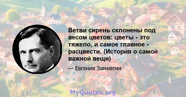 Ветви сирень склонены под весом цветов: цветы - это тяжело, и самое главное - расцвести. (История о самой важной вещи)