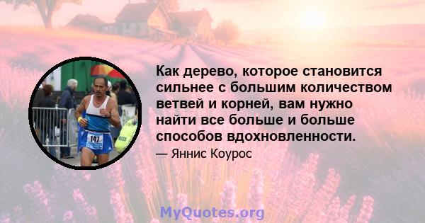 Как дерево, которое становится сильнее с большим количеством ветвей и корней, вам нужно найти все больше и больше способов вдохновленности.