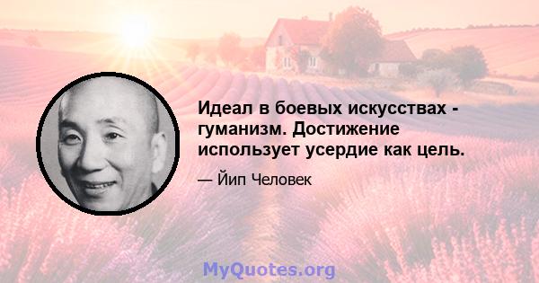 Идеал в боевых искусствах - гуманизм. Достижение использует усердие как цель.