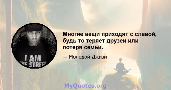 Многие вещи приходят с славой, будь то теряет друзей или потеря семьи.