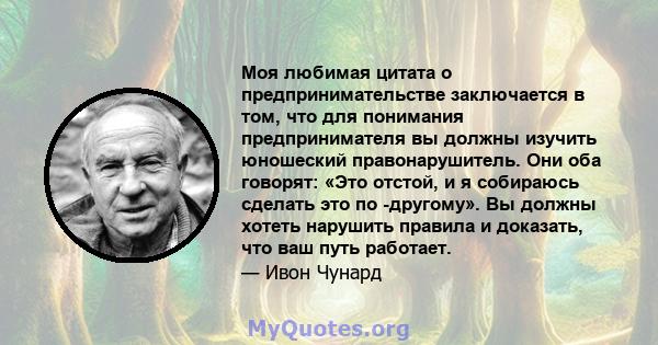 Моя любимая цитата о предпринимательстве заключается в том, что для понимания предпринимателя вы должны изучить юношеский правонарушитель. Они оба говорят: «Это отстой, и я собираюсь сделать это по -другому». Вы должны