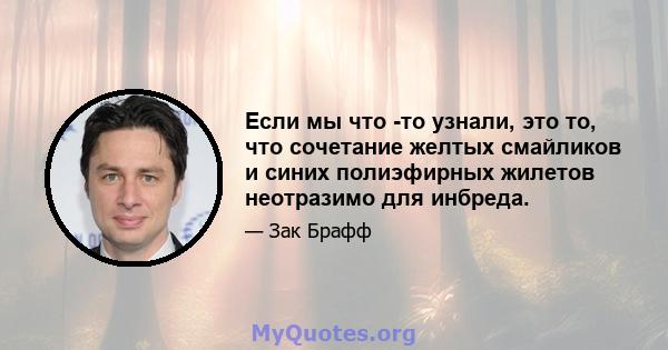 Если мы что -то узнали, это то, что сочетание желтых смайликов и синих полиэфирных жилетов неотразимо для инбреда.