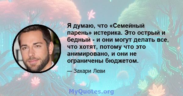 Я думаю, что «Семейный парень» истерика. Это острый и бедный - и они могут делать все, что хотят, потому что это анимировано, и они не ограничены бюджетом.