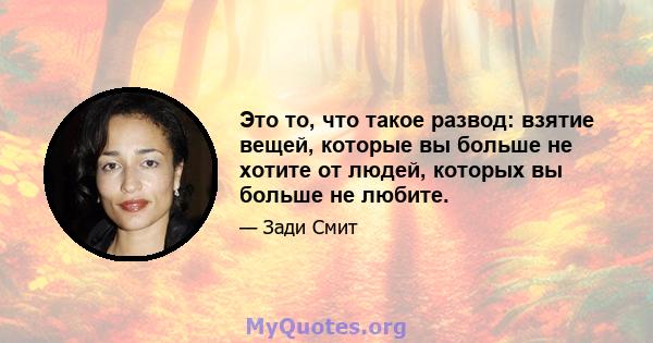 Это то, что такое развод: взятие вещей, которые вы больше не хотите от людей, которых вы больше не любите.