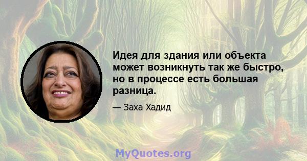 Идея для здания или объекта может возникнуть так же быстро, но в процессе есть большая разница.