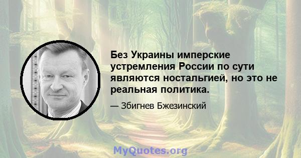 Без Украины имперские устремления России по сути являются ностальгией, но это не реальная политика.