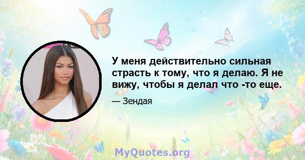 У меня действительно сильная страсть к тому, что я делаю. Я не вижу, чтобы я делал что -то еще.