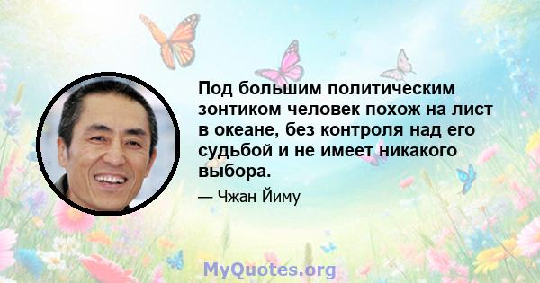 Под большим политическим зонтиком человек похож на лист в океане, без контроля над его судьбой и не имеет никакого выбора.