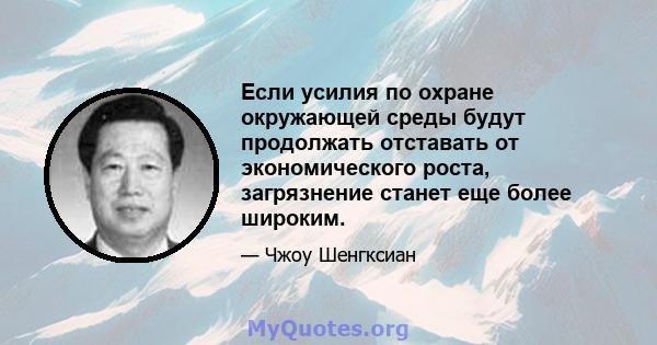 Если усилия по охране окружающей среды будут продолжать отставать от экономического роста, загрязнение станет еще более широким.