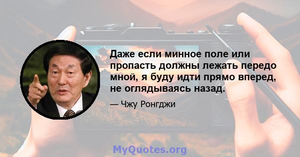 Даже если минное поле или пропасть должны лежать передо мной, я буду идти прямо вперед, не оглядываясь назад.