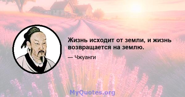 Жизнь исходит от земли, и жизнь возвращается на землю.