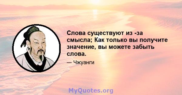 Слова существуют из -за смысла; Как только вы получите значение, вы можете забыть слова.