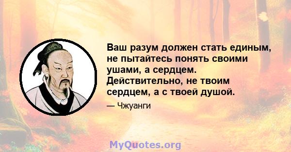 Ваш разум должен стать единым, не пытайтесь понять своими ушами, а сердцем. Действительно, не твоим сердцем, а с твоей душой.