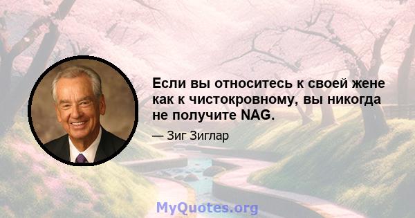 Если вы относитесь к своей жене как к чистокровному, вы никогда не получите NAG.