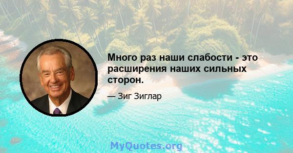 Много раз наши слабости - это расширения наших сильных сторон.