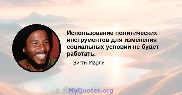 Использование политических инструментов для изменения социальных условий не будет работать.