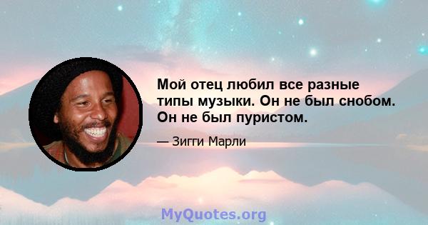 Мой отец любил все разные типы музыки. Он не был снобом. Он не был пуристом.