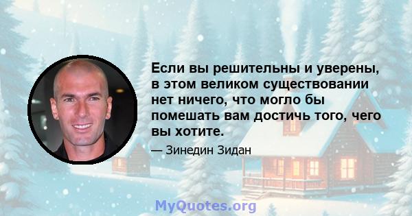 Если вы решительны и уверены, в этом великом существовании нет ничего, что могло бы помешать вам достичь того, чего вы хотите.