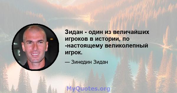 Зидан - один из величайших игроков в истории, по -настоящему великолепный игрок.