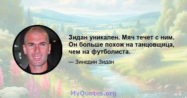 Зидан уникален. Мяч течет с ним. Он больше похож на танцовщица, чем на футболиста.