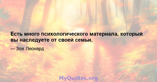 Есть много психологического материала, который вы наследуете от своей семьи.