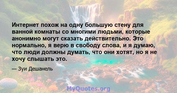 Интернет похож на одну большую стену для ванной комнаты со многими людьми, которые анонимно могут сказать действительно. Это нормально, я верю в свободу слова, и я думаю, что люди должны думать, что они хотят, но я не