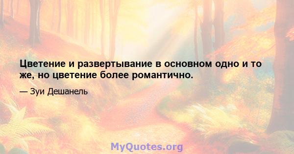 Цветение и развертывание в основном одно и то же, но цветение более романтично.