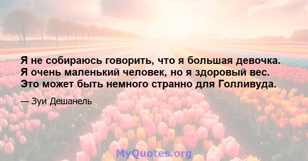 Я не собираюсь говорить, что я большая девочка. Я очень маленький человек, но я здоровый вес. Это может быть немного странно для Голливуда.