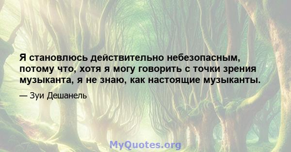 Я становлюсь действительно небезопасным, потому что, хотя я могу говорить с точки зрения музыканта, я не знаю, как настоящие музыканты.